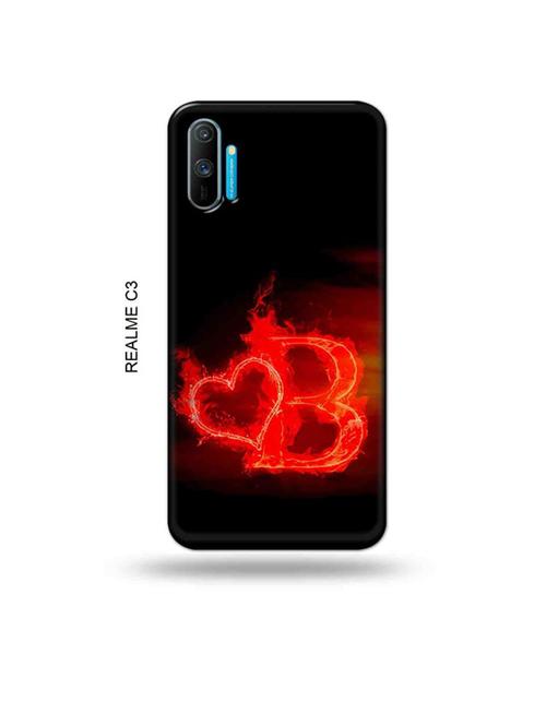 tweakymod designer printed hard case | fire heart letter b back cover compatible with realme c3 - 18976899 - Very Small Image - 1