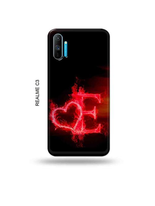 tweakymod designer printed hard case | fire heart letter e back cover compatible with realme c3 - 18976902 - Very Small Image - 1