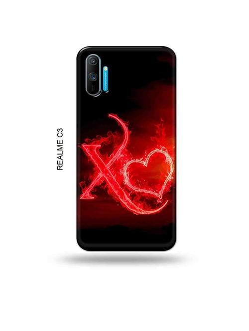 tweakymod designer printed hard case | fire heart letter x back cover compatible with realme c3 - 18976911 - Very Small Image - 1