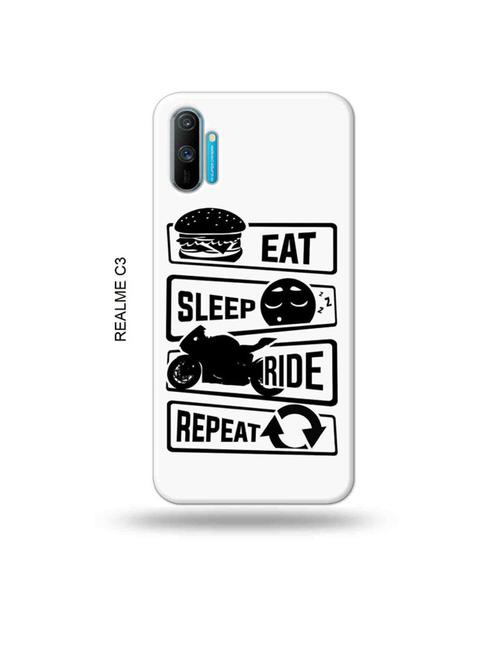 tweakymod designer printed hard case | eat sleep ride repeat back cover compatible with realme c3 - 18976998 - Very Small Image - 1