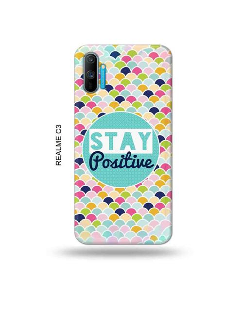 tweakymod designer printed hard case | stay positive back cover compatible with realme c3 - 18977004 - Very Small Image - 1