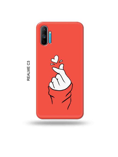 tweakymod designer printed hard case | korean heart gesture pink back cover compatible with realme c3 - 18977057 - Very Small Image - 1