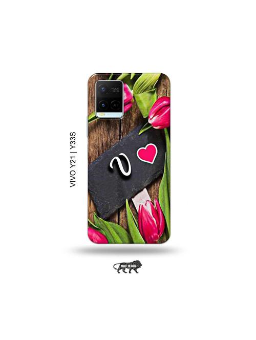flower letter v back cover compatible with vivo y21, vivo y33s - 18977239 - Very Small Image - 1