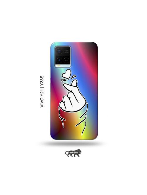 korean heart gesture multicolour back cover compatible with vivo y21, vivo y33s - 18977426 - Very Small Image - 1