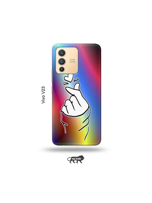 korean heart gesture multicolour back cover compatible with vivo v23 5g - 18977905 - Very Small Image - 1