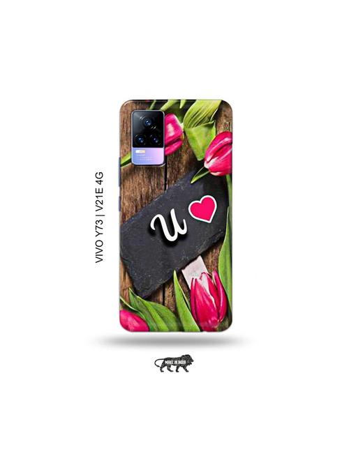 flower letter u back cover compatible with vivo y73 2021, vivo v21e 4g - 18978167 - Very Small Image - 1