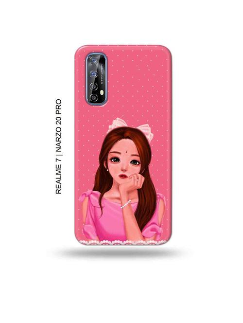 tweakymod designer printed hard case | pink girl back cover compatible with realme 7, realme narzo 20 pro, realme narzo 30 - 18981194 - Very Small Image - 1