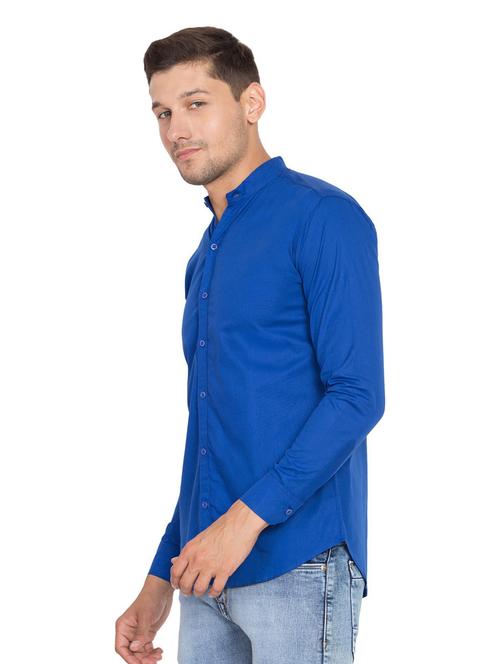 blue solid casual shirt - 18984540 - Very Small Image - 1