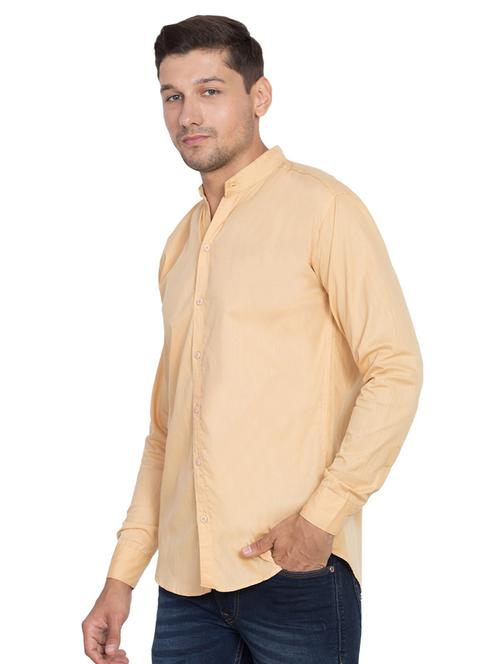 beige solid casual shirt - 18984545 - Very Small Image - 1