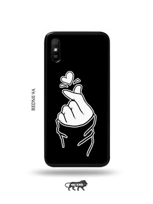 tweakymod designer printed hard case | korean heart gesture black back cover compatible with redmi 9a, redmi 9i - 18984670 - Very Small Image - 1