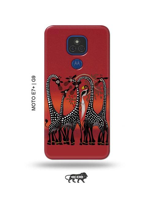 kalankari giraffe back cover compatible with moto e7 plus, moto g9 - 18986554 - Very Small Image - 1