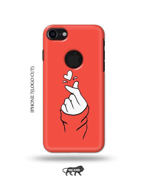korean heart gesture pink back cover compatible with iphone 7(logo cut) - 18986922 - Very Small Image - 1