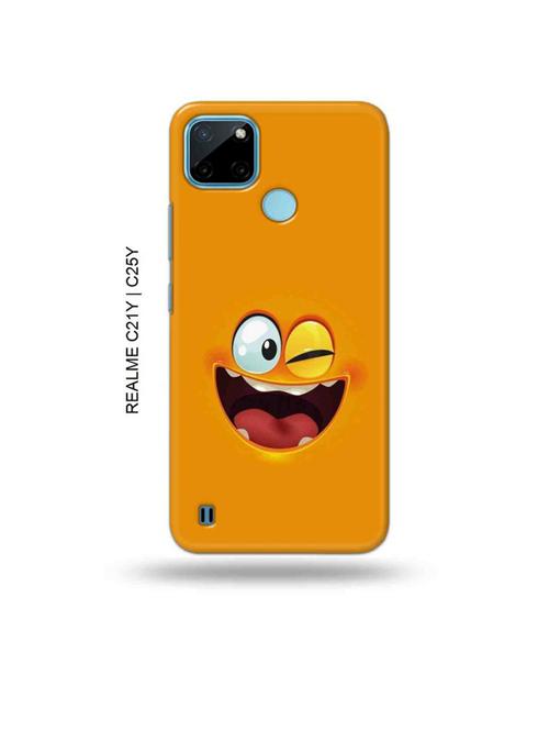 funny face orange back cover compatible with realme c21y, realme c25y - 18986985 - Very Small Image - 1