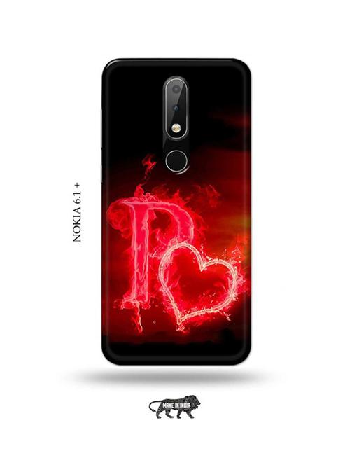 fire heart letter p back cover compatible with nokia 6.1 plus - 18987180 - Very Small Image - 1
