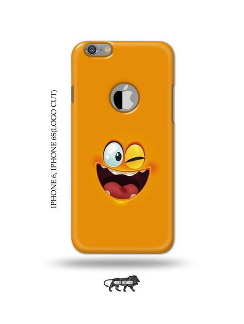 funny face orange back cover compatible with iphone 6, iphone 6s(logo cut) - 18987302 - Very Small Image - 1