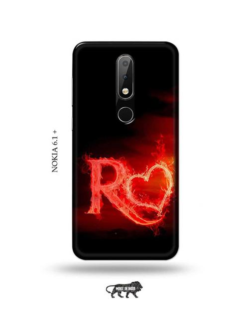 fire heart letter r back cover compatible with nokia 6.1 plus - 18987370 - Very Small Image - 1