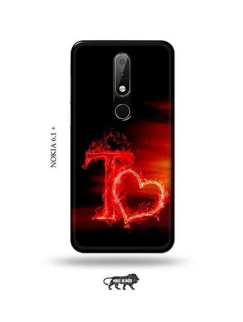 fire heart letter t back cover compatible with nokia 6.1 plus - 18987561 - Very Small Image - 1