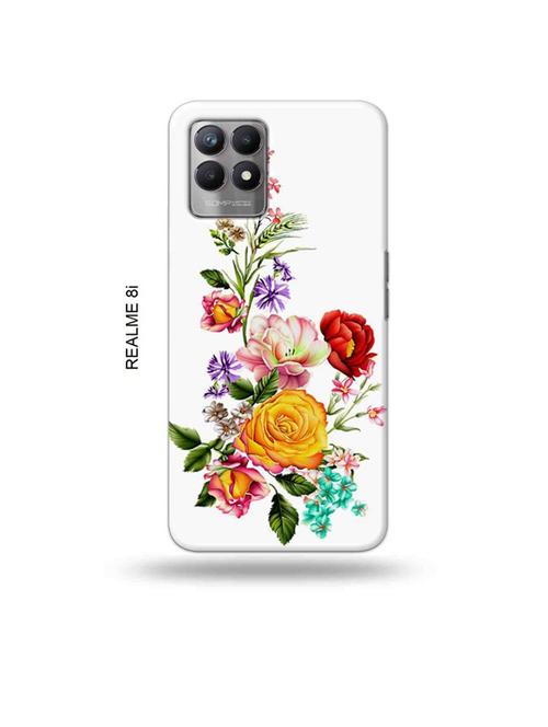 flowers back cover compatible with realme 8i, realme narzo 50 - 18987614 - Very Small Image - 1