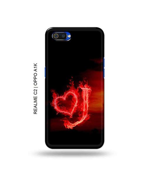 fire heart letter j back cover compatible with realme c2, oppo a1k - 18988252 - Very Small Image - 1