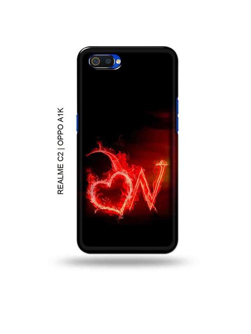 fire heart letter w back cover compatible with realme c2, oppo a1k - 18988265 - Very Small Image - 1