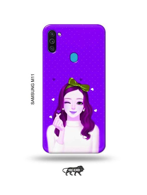 lovely girl purple back cover compatible with samsung m11 - 18988847 - Very Small Image - 1
