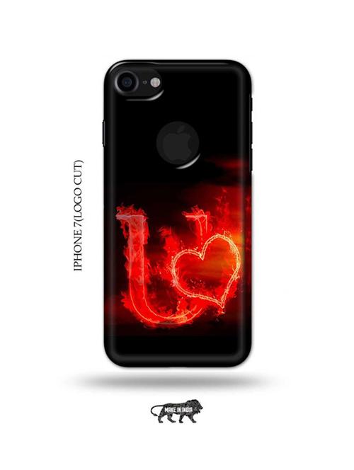 fire heart letter u back cover compatible with iphone 7(logo cut) - 18989870 - Very Small Image - 1