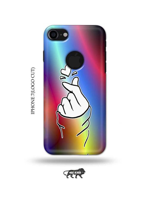 korean heart gesture multicolour back cover compatible with iphone 7(logo cut) - 18990099 - Very Small Image - 1