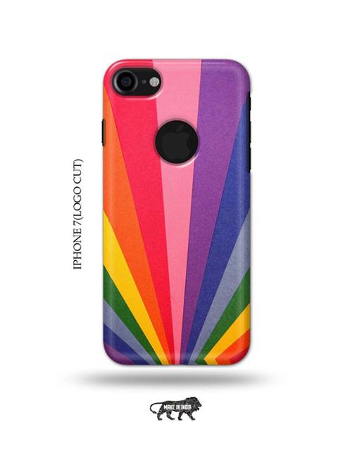 rainbow strips back cover compatible with iphone 7(logo cut) - 18990130 - Very Small Image - 1