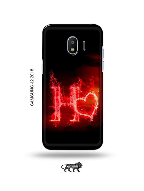 fire heart letter h back cover compatible with samsung j2 (2018) - 18990924 - Very Small Image - 1