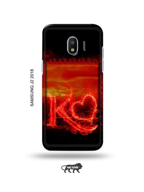 fire heart letter k back cover compatible with samsung j2 (2018) - 18990927 - Very Small Image - 1