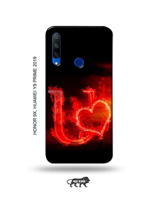 fire heart letter u back cover compatible with honor 9x, huawei y9 prime 2019 - 18991138 - Very Small Image - 1
