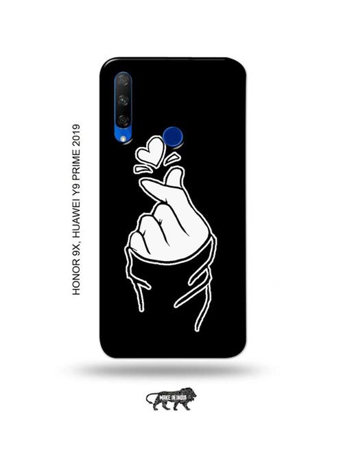 korean heart gesture black back cover compatible with honor 9x, huawei y9 prime 2019 - 18991357 - Very Small Image - 1