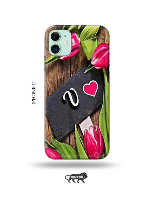 flower letter v back cover compatible with iphone 11 - 18991610 - Very Small Image - 1