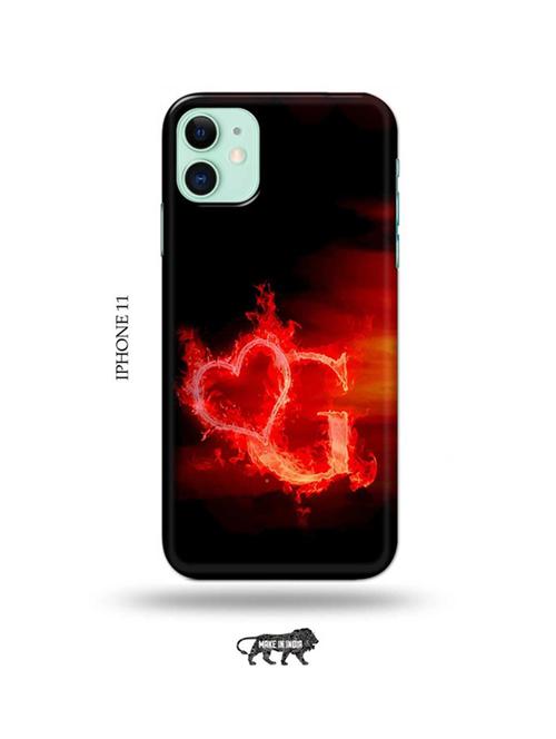 fire heart letter g back cover compatible with iphone 11 - 18991623 - Very Small Image - 1