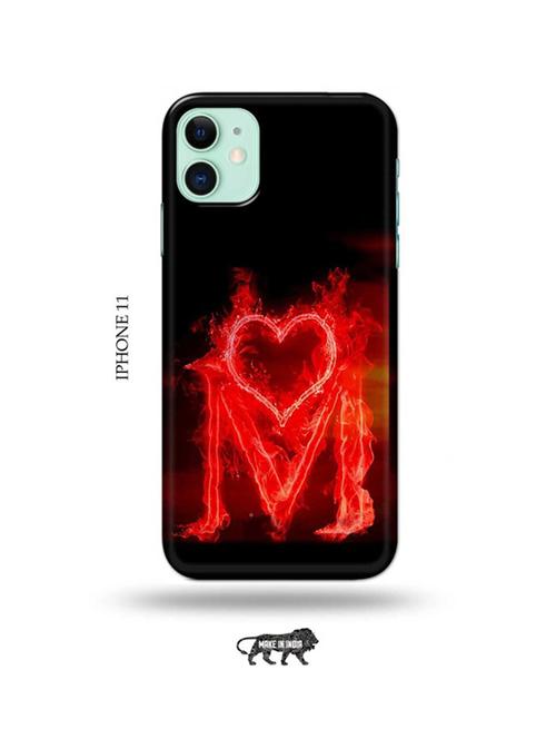 fire heart letter m back cover compatible with iphone 11 - 18991629 - Very Small Image - 1