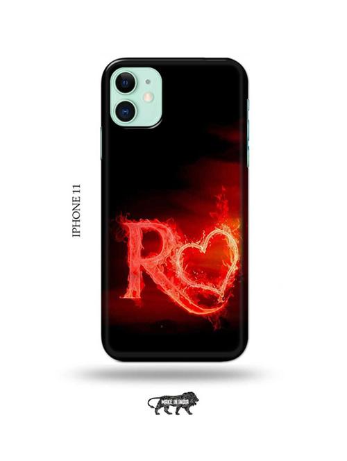 fire heart letter r back cover compatible with iphone 11 - 18991634 - Very Small Image - 1