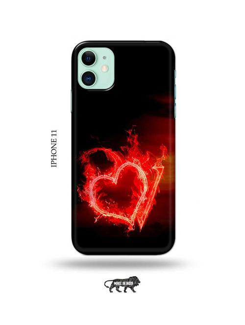 fire heart letter v back cover compatible with iphone 11 - 18991638 - Very Small Image - 1