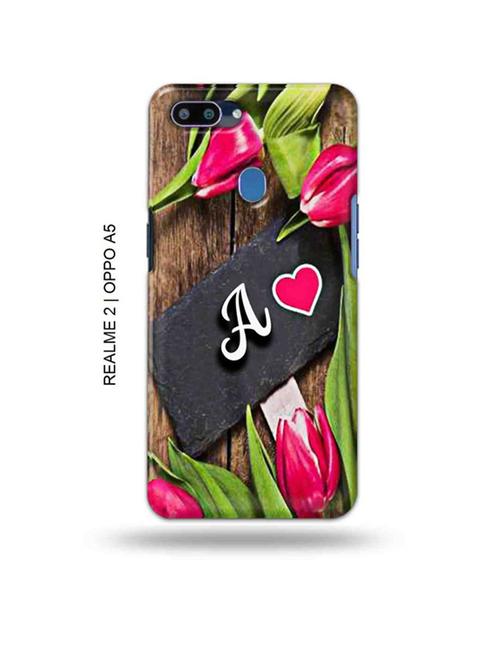 flower letter a back cover compatible with realme 2, oppo a5 - 18992591 - Very Small Image - 1