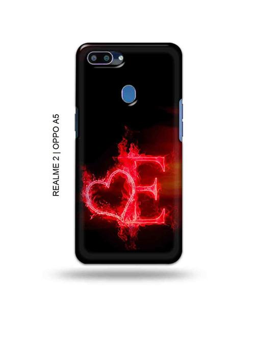 fire heart letter e back cover compatible with realme 2, oppo a5 - 18992623 - Very Small Image - 1