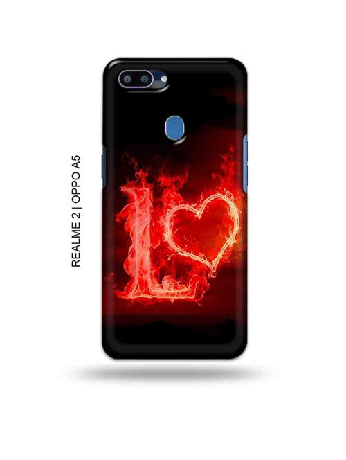 fire heart letter l back cover compatible with realme 2, oppo a5 - 18992630 - Very Small Image - 1