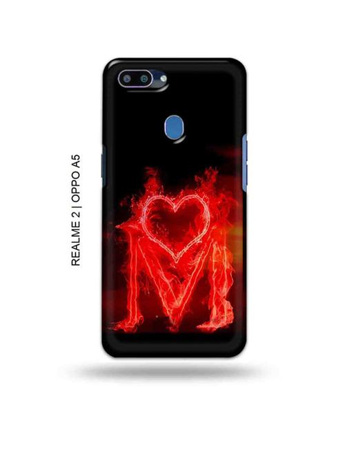 fire heart letter m back cover compatible with realme 2, oppo a5 - 18992631 - Very Small Image - 1