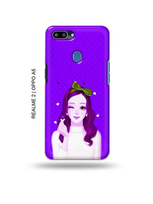 lovely girl purple back cover compatible with realme 2, oppo a5 - 18992688 - Very Small Image - 1
