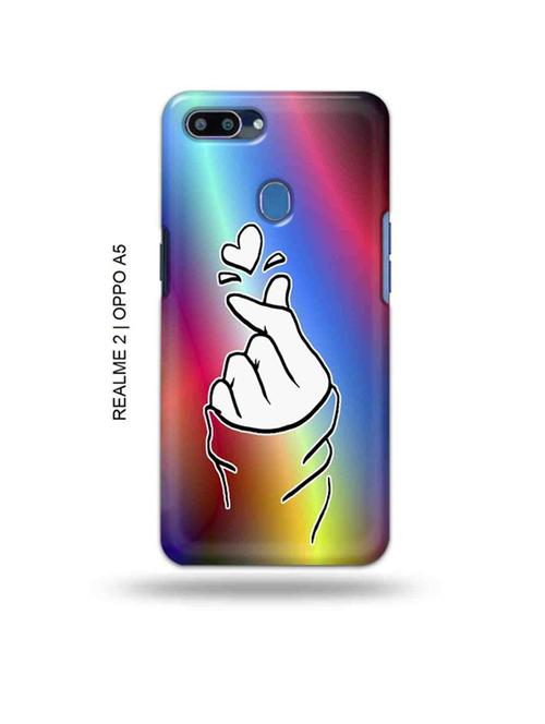 korean heart gesture multicolour back cover compatible with realme 2, oppo a5 - 18992859 - Very Small Image - 1