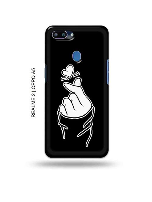 korean heart gesture black back cover compatible with realme 2, oppo a5 - 18992860 - Very Small Image - 1
