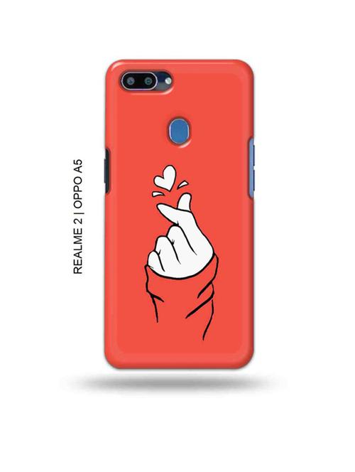 korean heart gesture pink back cover compatible with realme 2, oppo a5 - 18992861 - Very Small Image - 1