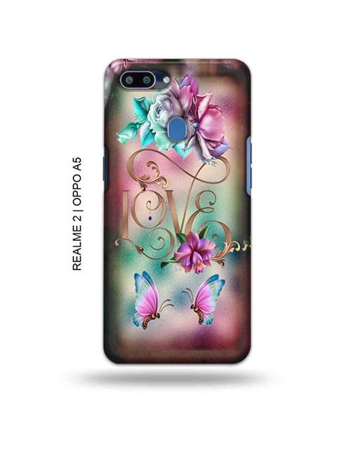 floral love back cover compatible with realme 2, oppo a5 - 18992982 - Very Small Image - 1