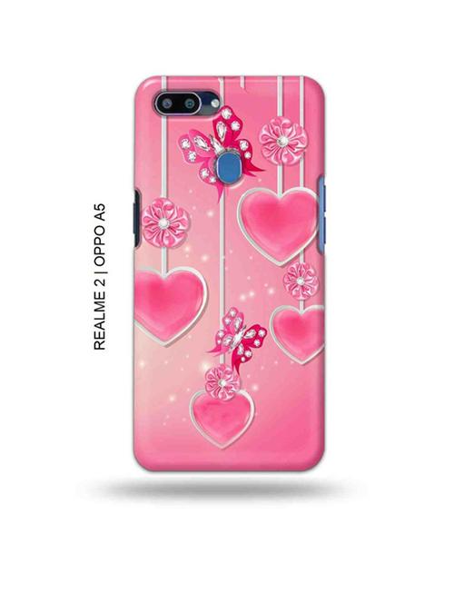 hearts back cover compatible with realme 2, oppo a5 - 18993002 - Very Small Image - 1