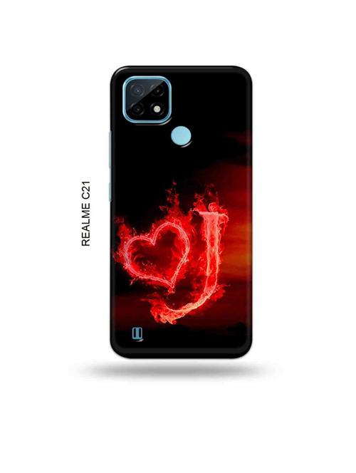 fire heart letter j back cover compatible with realme c21 - 18993129 - Very Small Image - 1