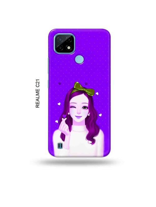 lovely girl purple back cover compatible with realme c21 - 18993189 - Very Small Image - 1