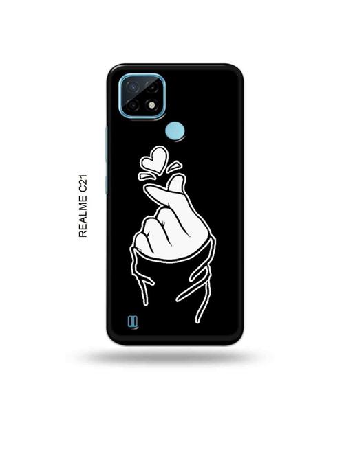 korean heart gesture black back cover compatible with realme c21 - 18993361 - Very Small Image - 1